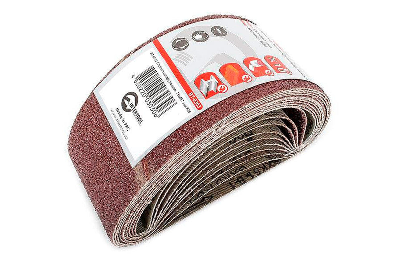 Лента шлифовальная Intertool - 75 х 457 мм Р36 (10 шт.)