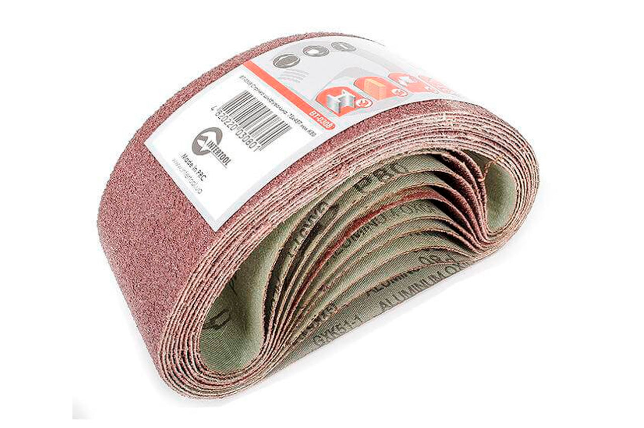 Лента шлифовальная Intertool - 75 х 457 мм Р80 (10 шт.)