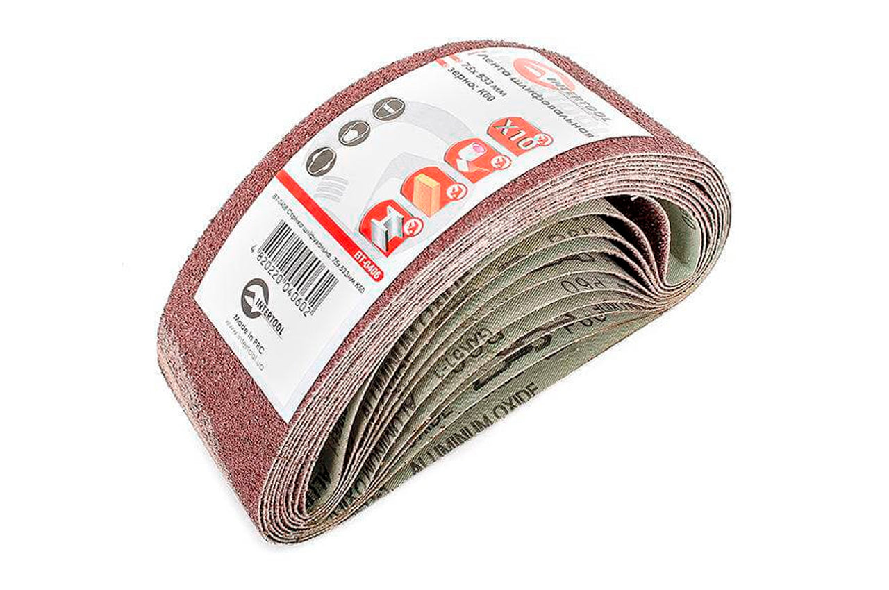 Лента шлифовальная Intertool - 75 х 533 мм Р60 (10 шт.)