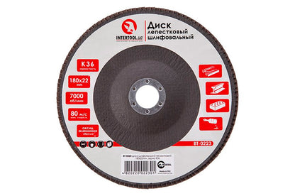 Круг лепестковый торцевой Intertool - 180 мм Р36