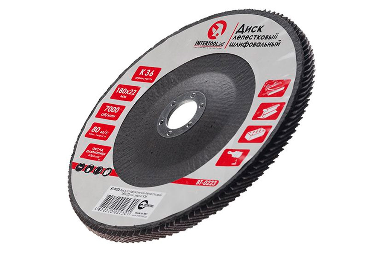 Круг лепестковый торцевой Intertool - 180 мм Р36