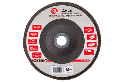 Круг лепестковый торцевой Intertool - 180 мм Р60