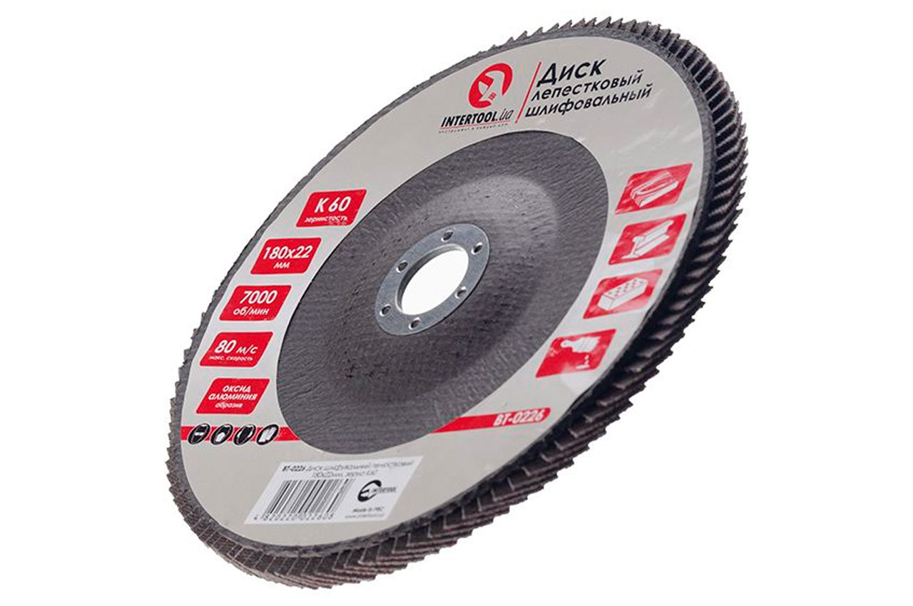 Круг лепестковый торцевой Intertool - 180 мм Р60