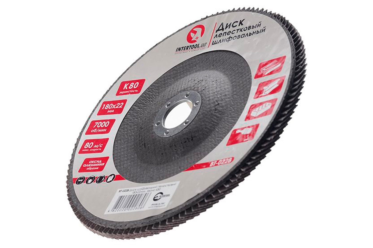 Круг лепестковый торцевой Intertool - 180 мм Р80