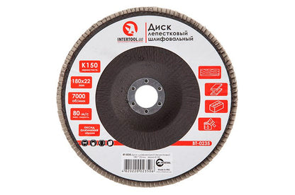 Круг лепестковый торцевой Intertool - 180 мм Р150