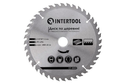 Диск пильный Intertool - 210 х 40T х 30 мм