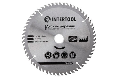 Диск пильный Intertool - 210 х 60T х 30 мм