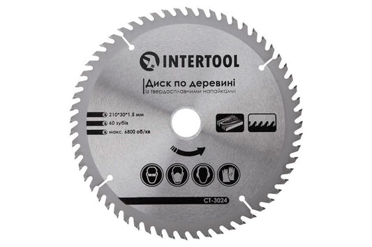 Диск пильный Intertool - 210 х 60T х 30 мм