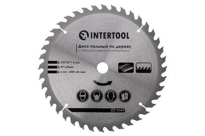 Диск пильный Intertool - 230 х 40T х 22,2 мм