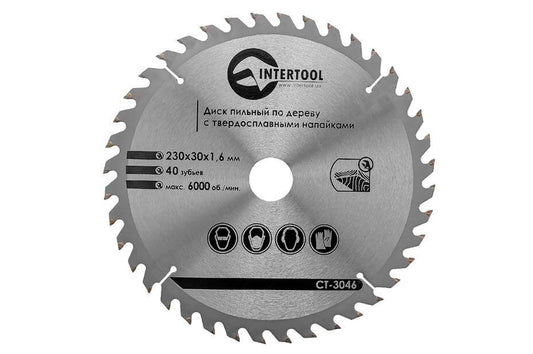 Диск пильный Intertool - 230 х 40T х 30 мм