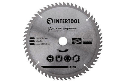 Диск пильный Intertool - 230 х 60T х 30 мм