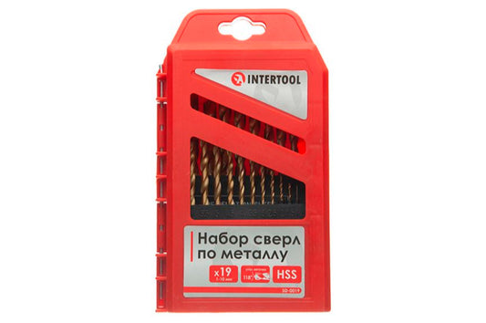 Набор сверл по металлу Intertool - 19 шт. (1-10 мм), титан