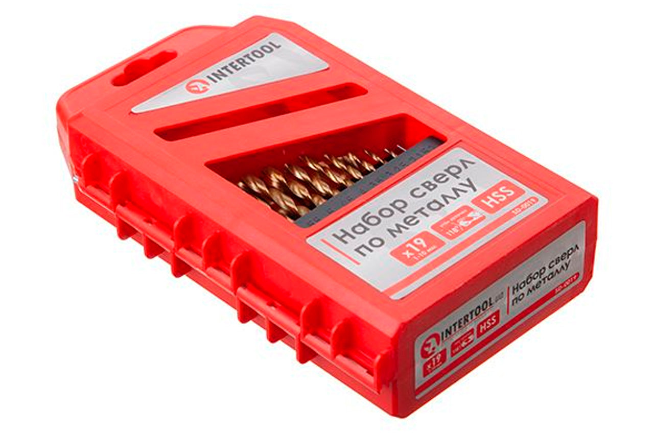Набор сверл по металлу Intertool - 19 шт. (1-10 мм), титан