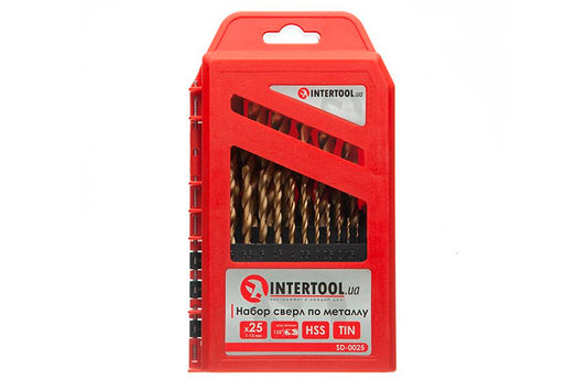 Набор сверл по металлу Intertool - 25 шт. (1-13 мм), титан