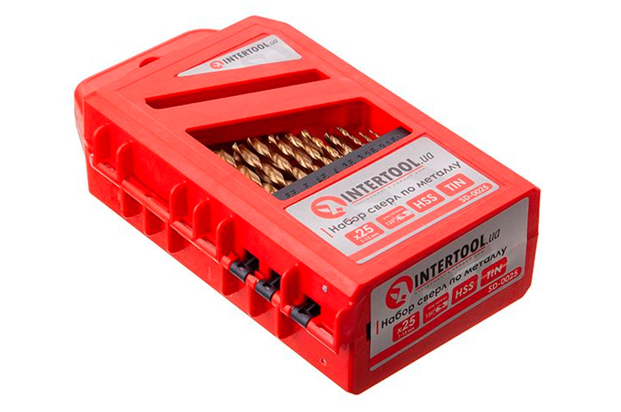 Набор сверл по металлу Intertool - 25 шт. (1-13 мм), титан