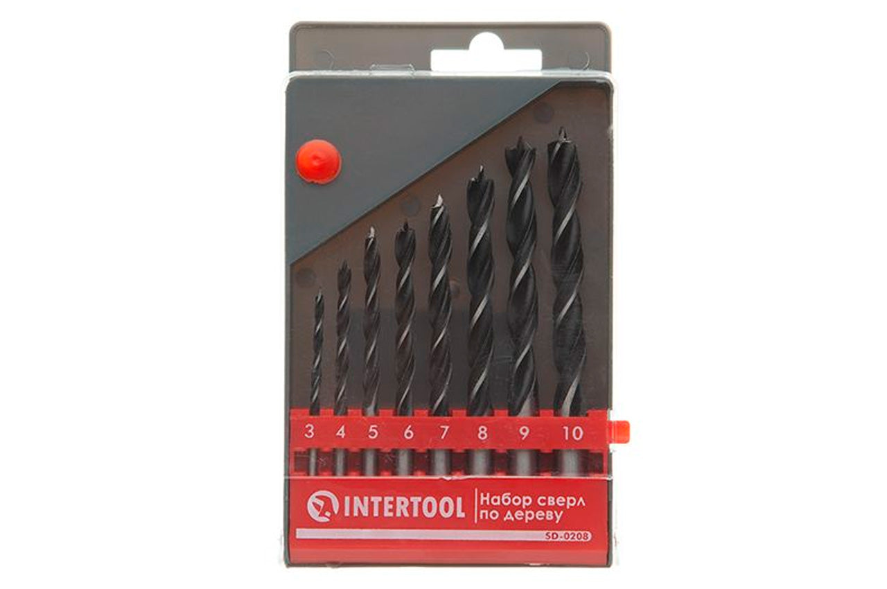 Набор сверл по дереву Intertool - 8 шт. (3, 4, 5, 6, 7, 8, 9, 10 мм)