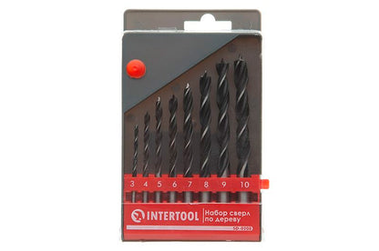 Набор сверл по дереву Intertool - 8 шт. (3, 4, 5, 6, 7, 8, 9, 10 мм)
