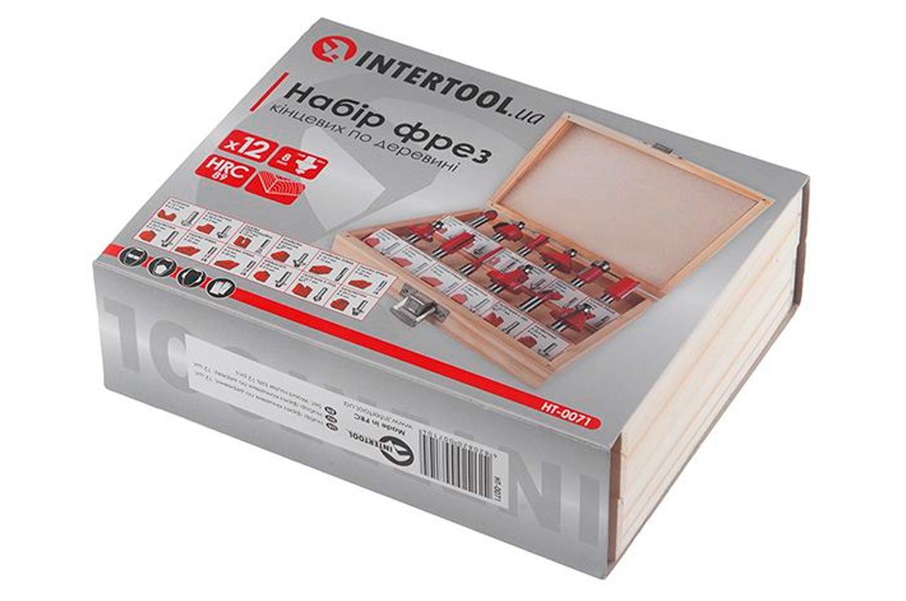 Набор фрез концевых по дереву Intertool - 12 шт.