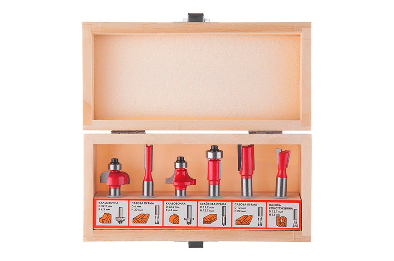 Набор фрез концевых по дереву Intertool - 6 шт.