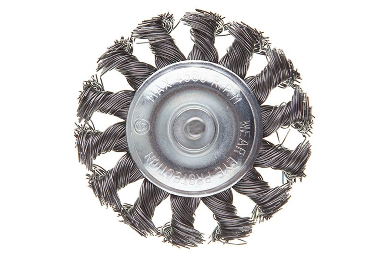 Щетка дисковая на дрель Intertool - 75 мм плетеная, стержень 6 мм