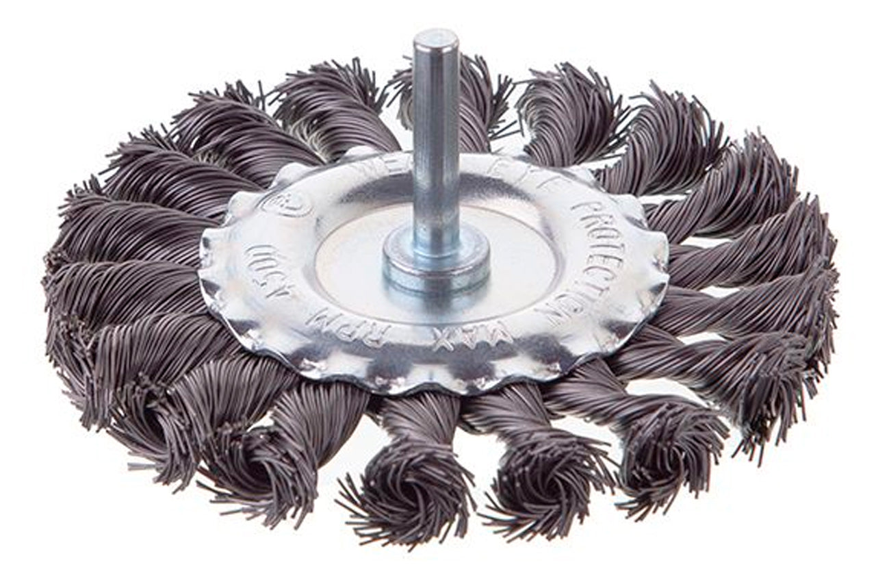 Щетка дисковая на дрель Intertool - 100 мм плетеная, стержень 6 мм
