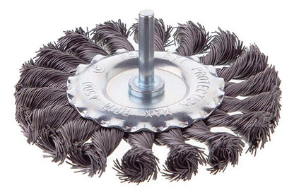 Щетка дисковая на дрель Intertool - 100 мм плетеная, стержень 6 мм