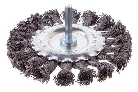 Щетка дисковая на дрель Intertool - 100 мм плетеная, стержень 6 мм