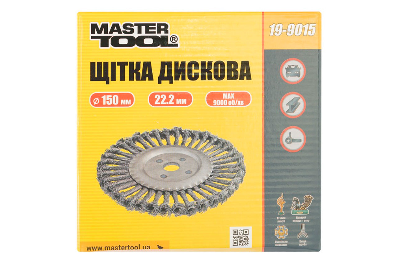 Щетка дисковая Mastertool - 150 мм плетеная