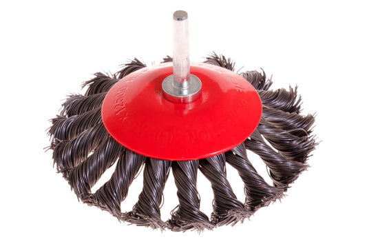 Щетка конусная на дрель Mastertool - 100 мм плетеная, стержень 6 мм