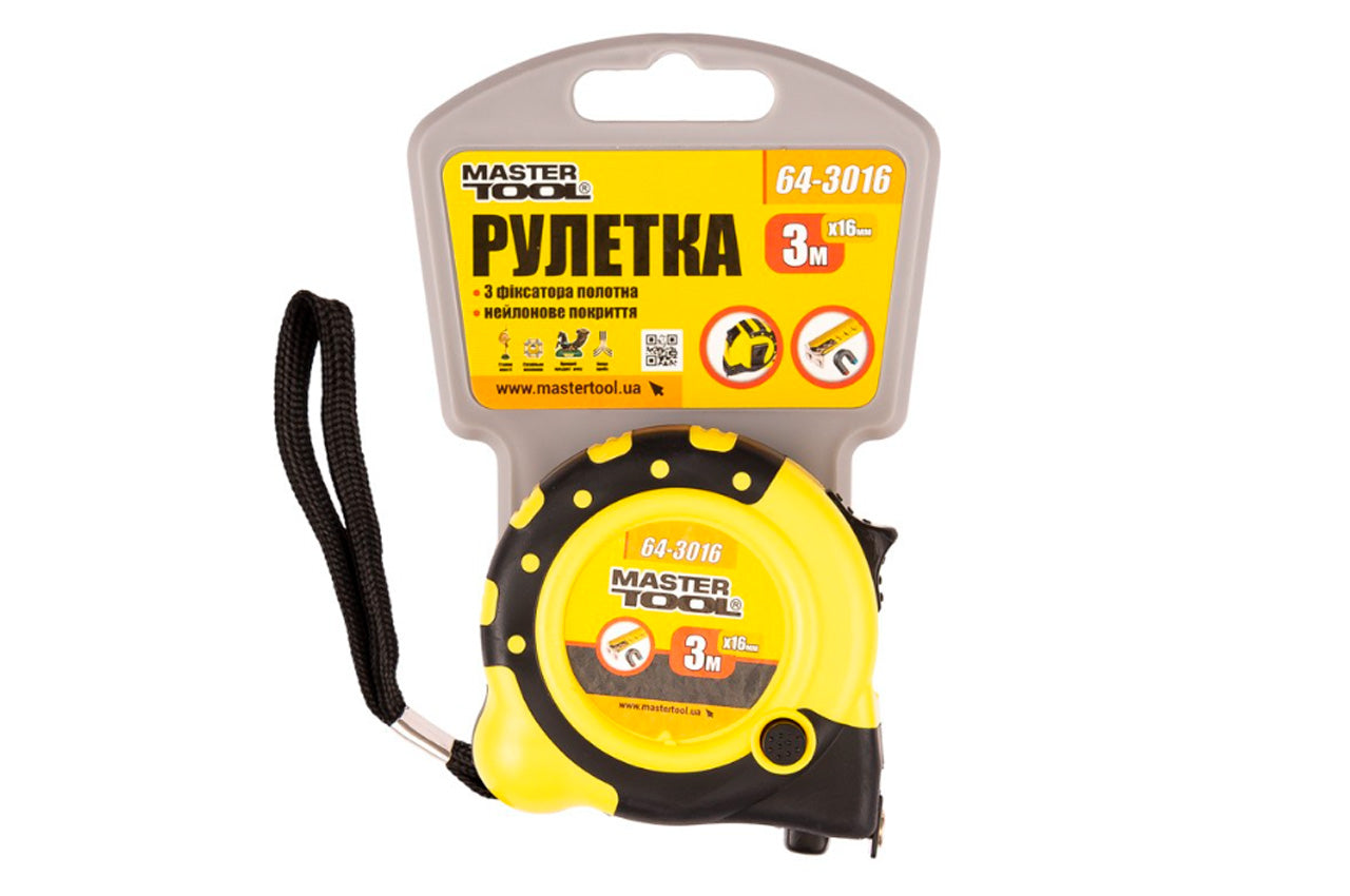 Рулетка Mastertool - 3 м х 16 мм магнит