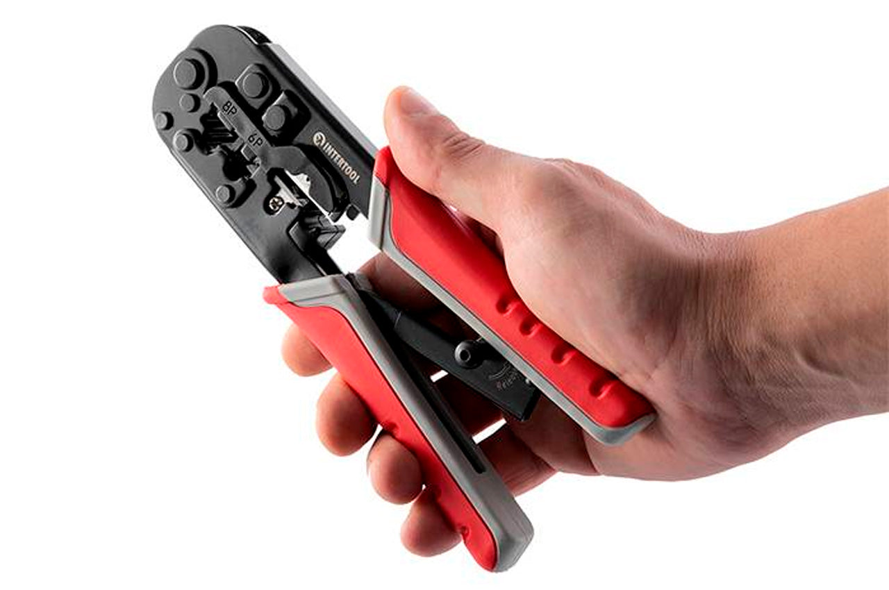 Клещи для опрессовки штекеров Intertool - RJ11 (4P), RJ12 (6P), RJ45 (8P)