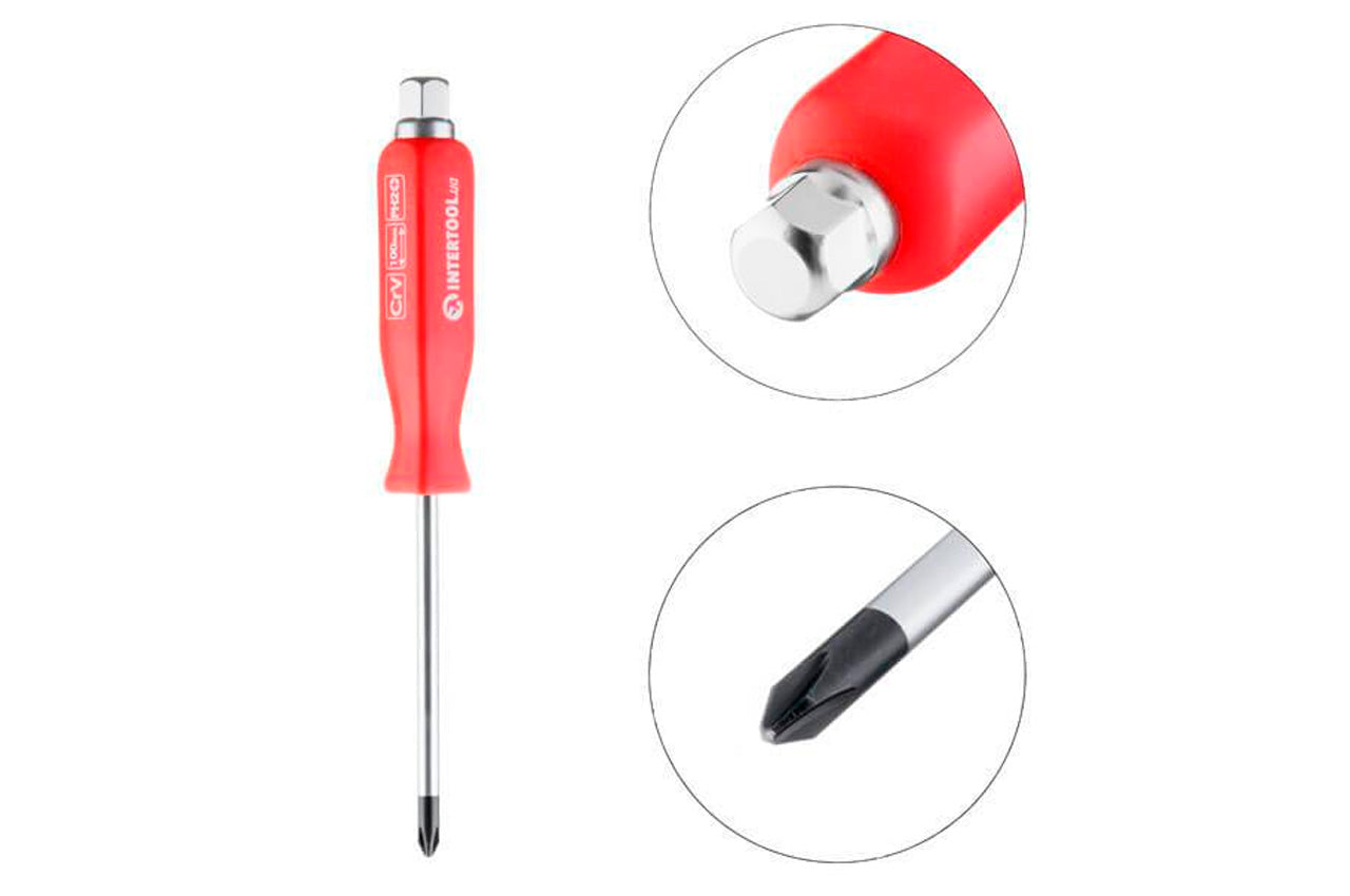 Отвертка Intertool - крестовая ударная PH2 х 100 мм