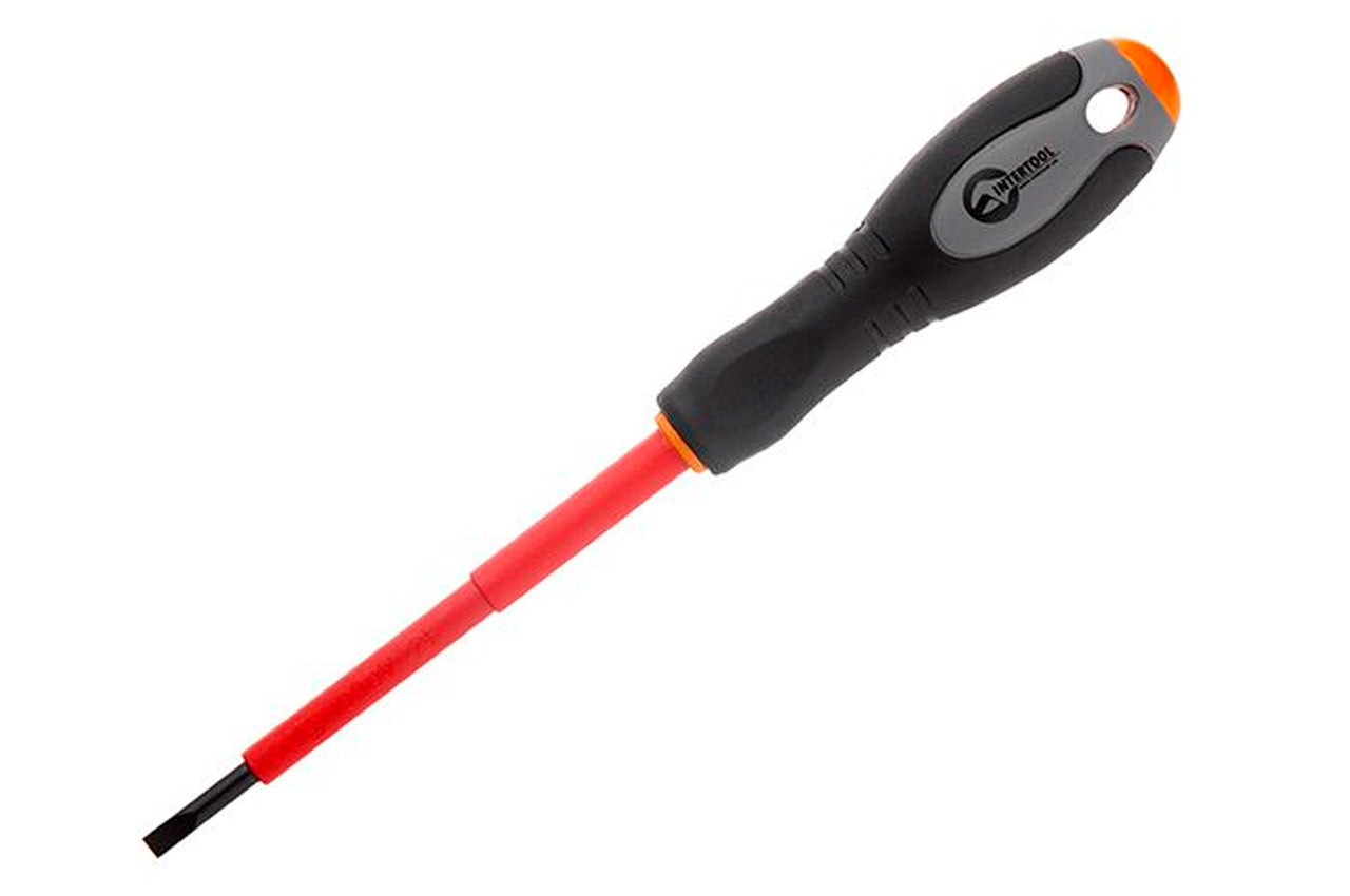 Отвертка Intertool - шлицевая SL3 х 75 мм диэлектрическая