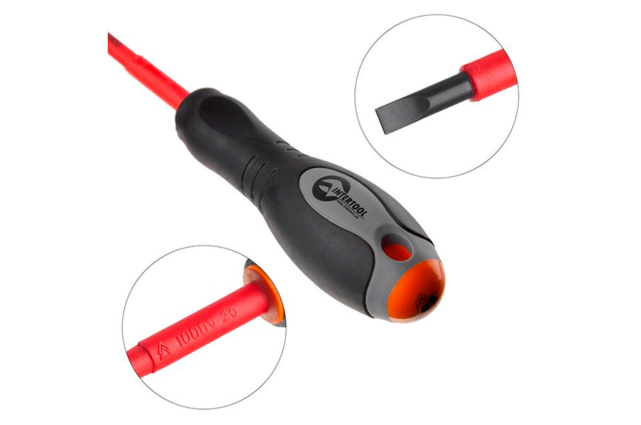 Отвертка Intertool - шлицевая SL3 х 75 мм диэлектрическая