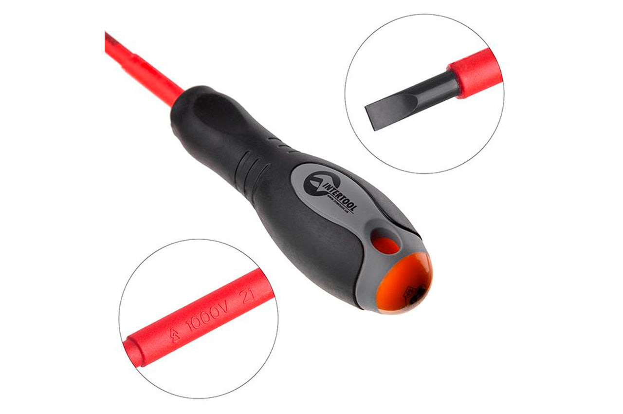 Отвертка Intertool - шлицевая SL4 х 100 мм 1000 В