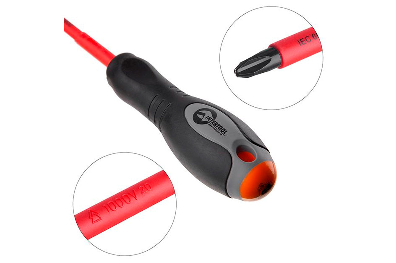 Отвертка Intertool - крестовая PH3 х 150 мм 1000 В диэлектрическая