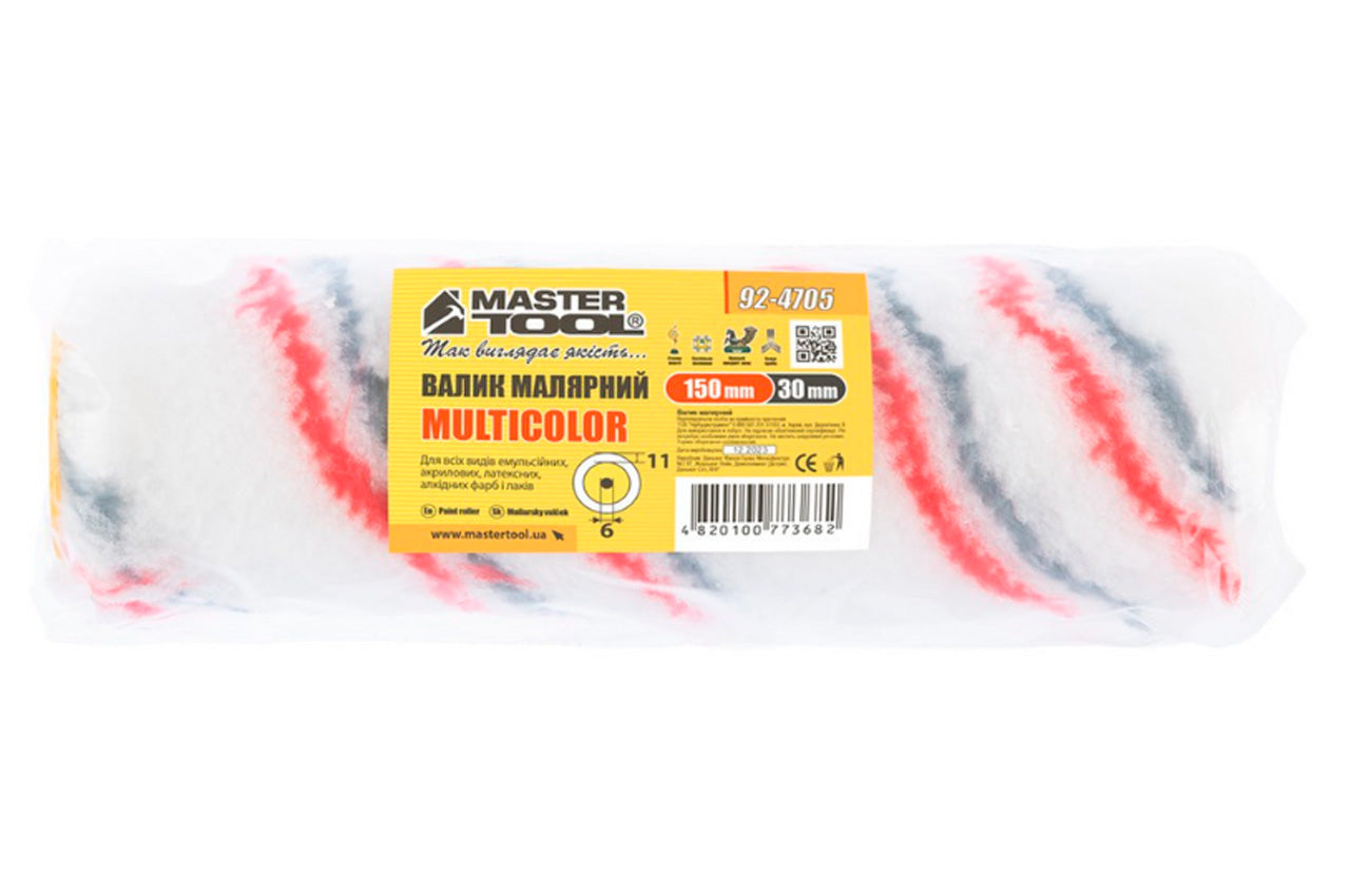 Валик мультиколор Mastertool - 6 х 30 х 150 мм