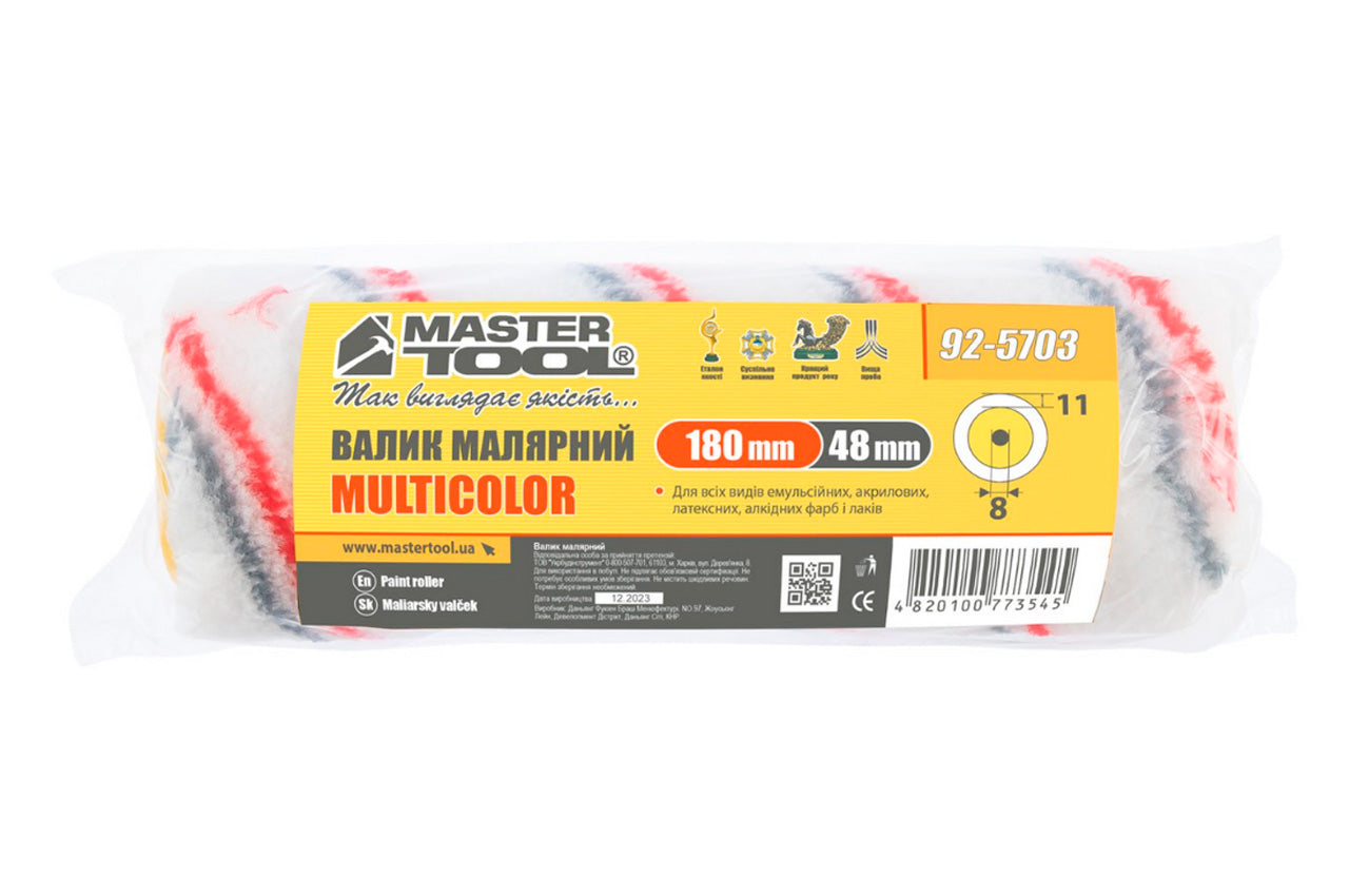Валик мультиколор Mastertool - 8 х 48 х 180 мм