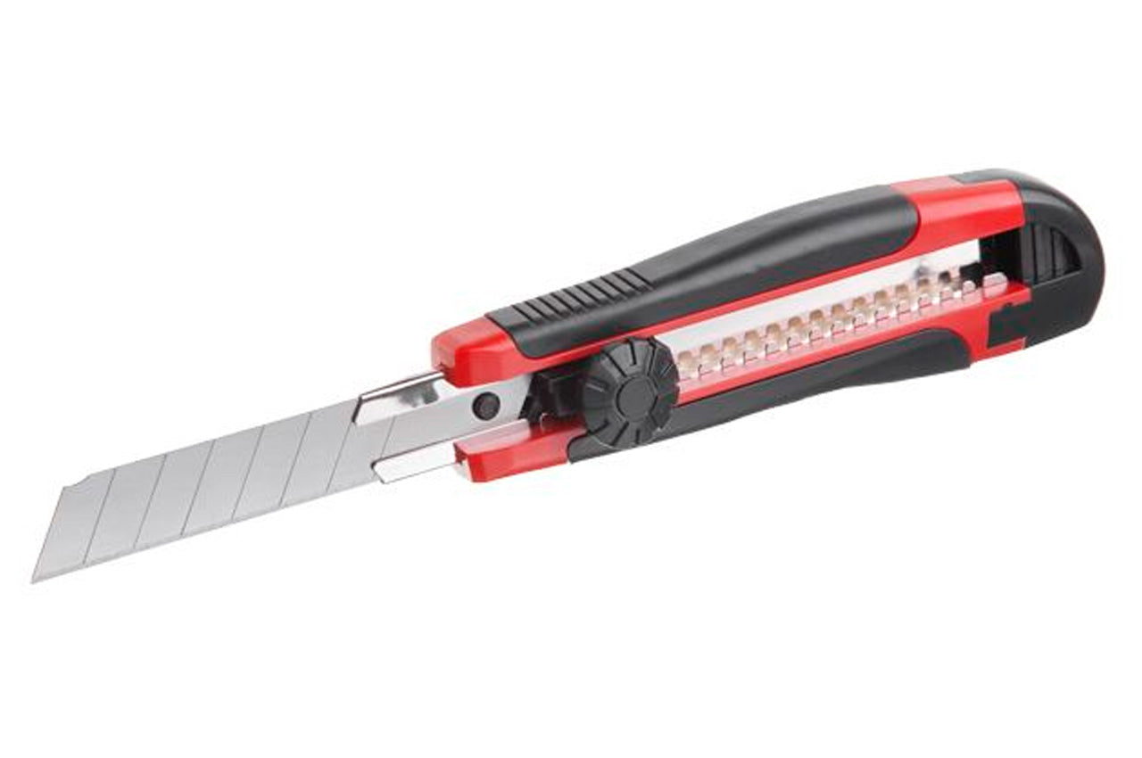 Нож Intertool - 18 мм винтовой, прорезиненный