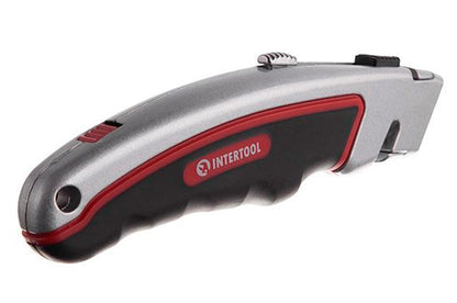 Нож Intertool - трапециевидный, металлический, прорезиненный