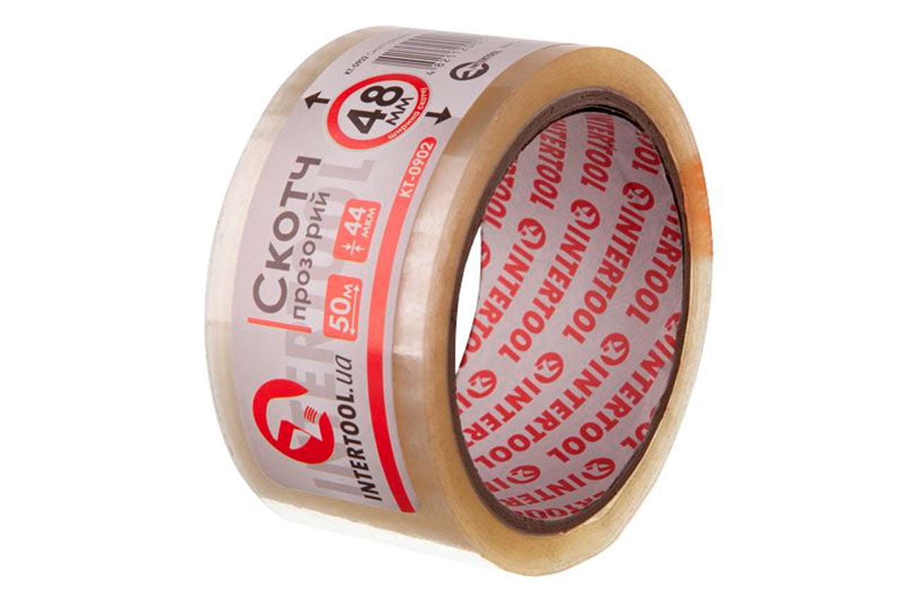 Скотч Intertool - 48 мм х 50 м х 52 мкм, прозрачный