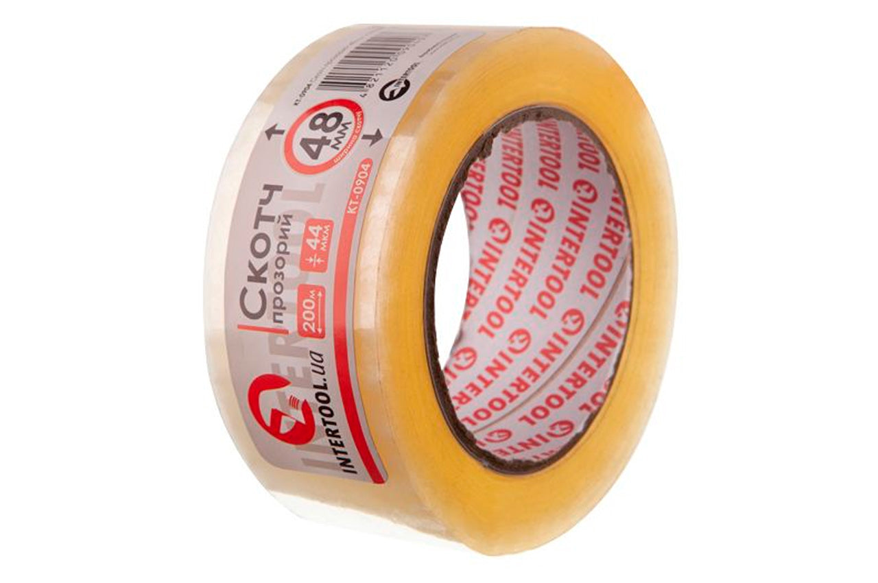Скотч Intertool - 48 мм х 200 м х 52 мкм, прозрачный