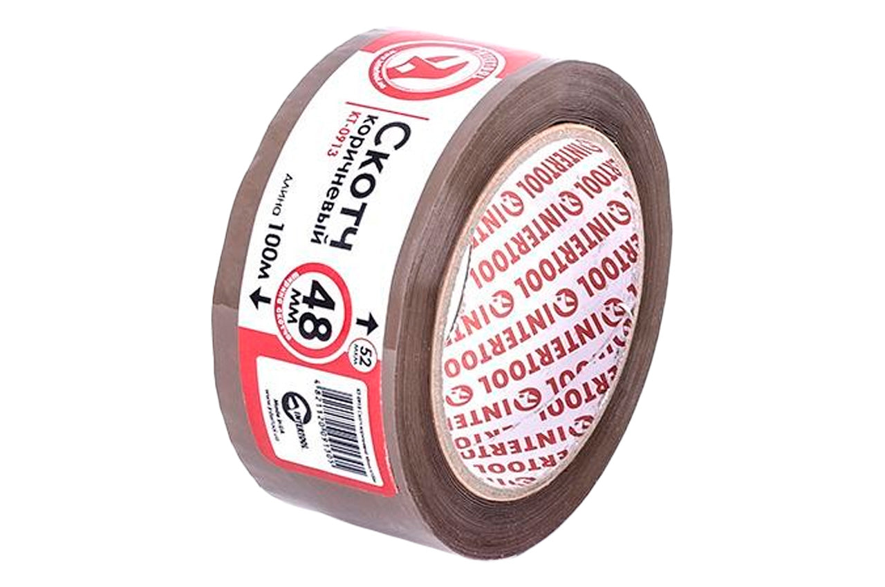 Скотч Intertool - 48 мм х 100 м х 52 мкм, коричневый