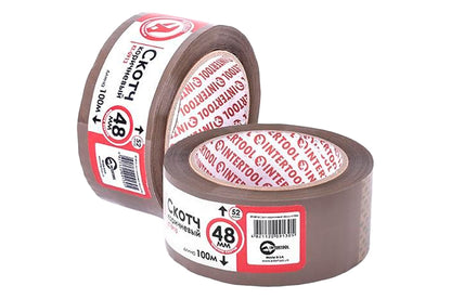 Скотч Intertool - 48 мм х 100 м х 52 мкм, коричневый