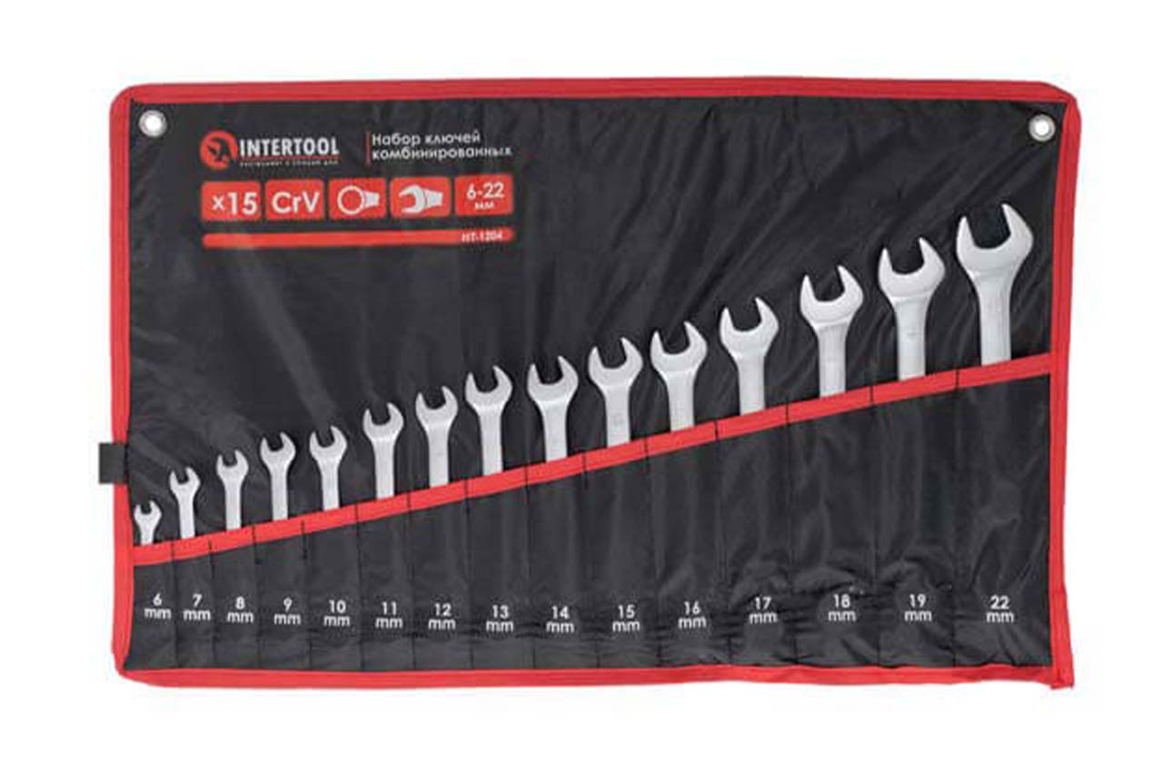 Набор рожково-накидных ключей Intertool - 15 шт. (6-22 мм)