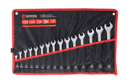 Набор рожково-накидных ключей Intertool - 15 шт. (6-22 мм)