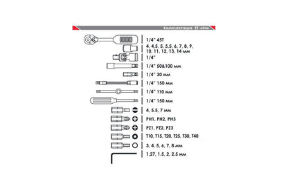 Набор инструмента Intertool - 1/4" 46 ед.