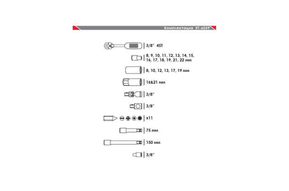 Набор инструмента Intertool - 3/8" 39 ед. ET-6039SP