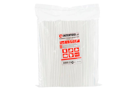 Клеевые стержни Intertool - 7,4 x 200 мм прозрачные (1 кг)