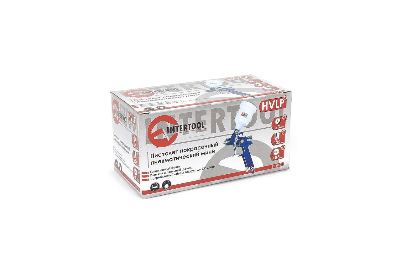 Пневмопистолет лакокрасочный HVLP Intertool - верхний бак 125 мл x 0,8 мм